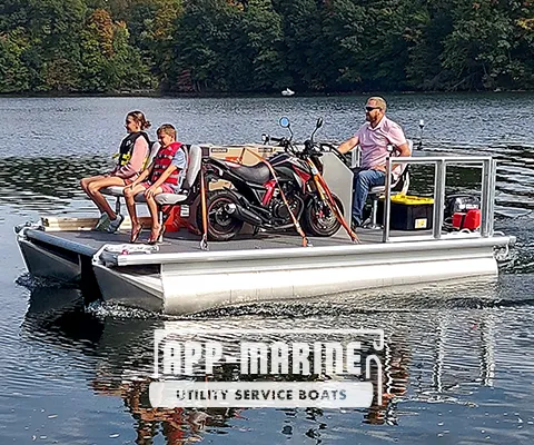 UTL-14™ Commercial Pontoon Boat Hauling Freight